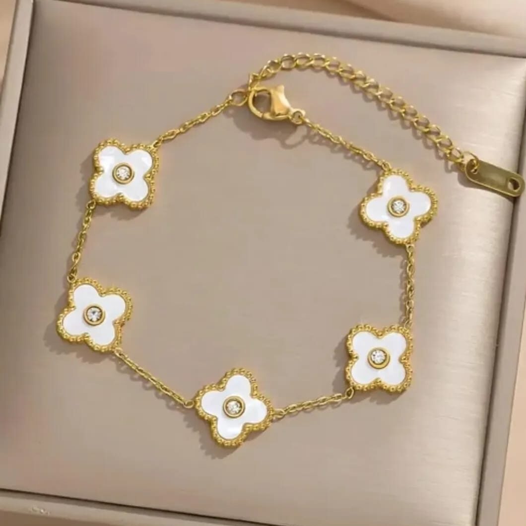 SS-HB-12 Four Petal Chain Bracelet - Image 1